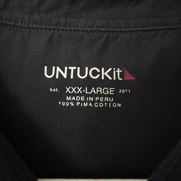 Untuckit Men's Size 3XL XXXL Navy Blue Long Sleeve Polo Shirt 100% Pima Cotton - Picture 6 of 8